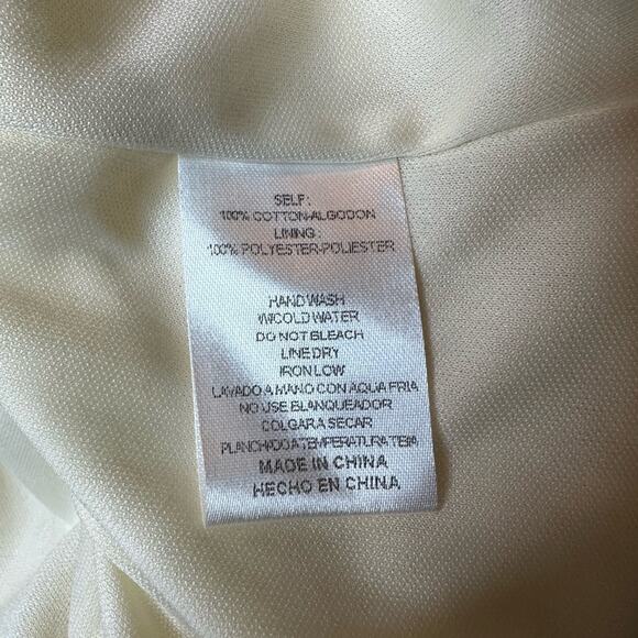 &Merci Tiered Dress Pale Yellow Buttercream V-Neck Pullover Cotton Size Large - Picture 6 of 6